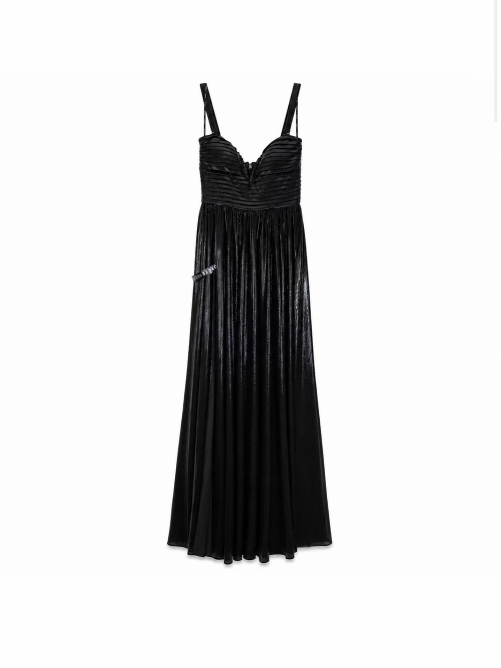 Retrofête Black Metallic Pleated Bustier Gown